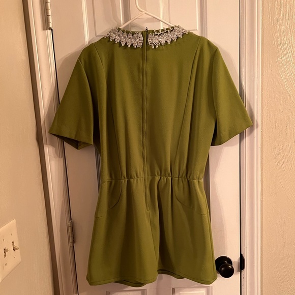 Vintage circa 1970 Green Mini Dress - Picture 2 of 2